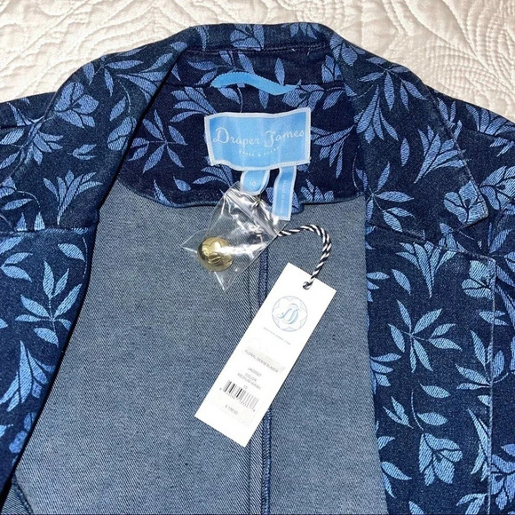 Draper James Floral Denim Blazer - NWT - Reese Witherspoon Preppy Jacket - Picture 7 of 10